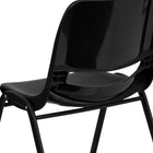 Chaise coquille noire pour enfants ergonomique et empilable de la série HERCULES avec hauteur de siège de 12 po.-Cadre enduit de poudre noire avec patins en plastique non marquants