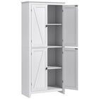 HOMCOM - Garde-manger de cuisine autoportant 72 po et buffet - blanc-Les portes de style grange apportent un charme de ferme à votre cuisine 