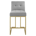 Modway - Privy Acier inoxydable doré Tissu rembourré Tabouret de comptoir - Or gris clair-Capacité de poids du banc : 331 lb.