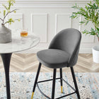 Modway - Cordial Performance Velvet Tabourets de bar - Gris - Ensemble de 2-Jambes en métal noir mat