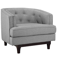 Modway - Coast Tissu rembourré Fauteuil - Gris clair-Pattes tachées de noyer en caoutchouc