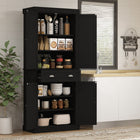 HOMCOM - Armoire de cuisine haute avec tiroir - grain de bois noir-Trois étagères réglables avec un espace de 1,25 po pour un rangement flexible 