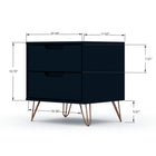 Manhattan Comfort - Ensemble de commodes de chambre à coucher Rockefeller style milieu du siècle moderne - Tatiana bleu minuit - ensemble de 3-Comprend des tiroirs spacieux avec un mécanisme de glissement simple de 0,75