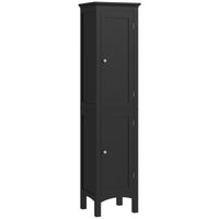 Kleankin - Armoire de rangement de salle de bain haute avec étagères réglables - noir-Les armoires fermées organisent soigneusement votre collection d’articles essentiels pour la salle de bain 