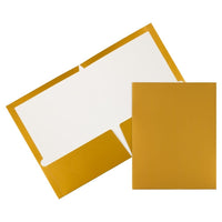 JAM Paper Chemises de présentation lustrées à 2 pochettes, 9 1/4 x 11 1/2 po, doré, 12/paq.-Doré