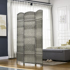 HOMCOM - Séparateur de pièce autoportant à 3 panneaux tressés à la main pour bureau à domicile ou chambre - gris mélangé-Motif tissé avec sommet arqué pour plus d’élégance  
