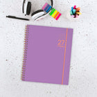 Mead - Agenda hebdomadaire/mensuel couleur pop 207 - 11 po H x 8 1/2 po l - violet - bilingue-Un mois sur deux pages avec des blocs quotidiens non lignés, ainsi qu'une section pour les notes et les calendriers de référence des mois passés et futurs