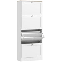 HOMCOM - Armoire à chaussures avec 4 tiroirs rabattables et étagères réglables - blanc-Quatre tiroirs basculants peuvent contenir 18 à 24 paires de chaussures jusqu'à la taille CA 11 