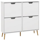 HOMCOM - Armoire à chaussures avec 4 tiroirs rabattables - blanc-Peut contenir jusqu'à 8 à 16 paires de chaussures 