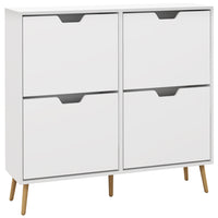 HOMCOM - Armoire à chaussures avec 4 tiroirs rabattables - blanc-Peut contenir jusqu'à 8 à 16 paires de chaussures 