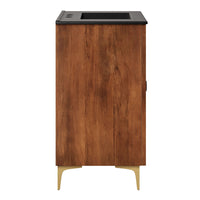 Modway - Vernon 30" Bois cannelé Armoire de coiffeuse avec évier - Noir noyer-Meuble de salle de bain autoportante de 30"