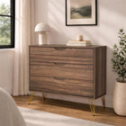 Manhattan Comfort - Avira 35" commode 3 tiroirs style mid-century modern - marron-Trois tiroirs spacieux avec des glissières faciles pour une ouverture et une fermeture en douceur