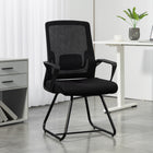 HOMCOM - Fauteuil d'accueil avec support lombaire et sans roulettes - noir-Coussin garni de mousse qui répartit uniformément la pression sur les hanches et les cuisses 