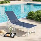 Outsunny - Chaise longue d’extérieur - chaise de bronzage 5 positions - bleu foncé-Dossier inclinable sur 4 positions différentes pour trouver le meilleur angle de bronzage