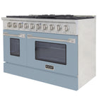 Kucht - 48 po Série KDF Cuisinière Pro Style à double combustible - Acier inoxydable/Bleu pâle-Prêt pour le propane liquide pour une compatibilité flexible avec les sources de carburant