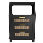 Modway - Dixie 24" Solide Armoire de toilette de salle de bain (lavabo non inclus) - Noir-Détail en rotin à tissage ouvert