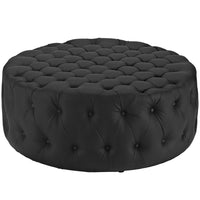 Modway - Amour Vinyle rembourré Ottoman - Noir-Ottoman rond luxueux