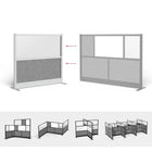 Luxor - Mur modulaire 53 x 48 - Cadre gris large, fenêtre givrée, PET gris frais-Se connecte à tous les murs de séparation Luxor