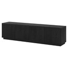 Hudson&Canal - Meuble TV Hanson pour téléviseurs jusqu'à 85 pouces - Grain noir-Le dessus a une capacité de poids de 75 lb, les étagères inférieures peuvent supporter 25 lb chacune
