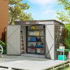 Outsunny - Abri de rangement extérieur 8 pi x 4 pi avec porte verrouillable et 2 évents-Abri à vélos en métal adapté à de nombreux outils, équipements et vêtements d'extérieur
