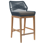 Modway - Wellspring Terrasse extérieure Bois de teck Tabouret de bar - Graphite bleu-Tabouret de bar extérieur sur le patio