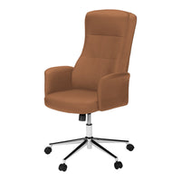 Monarch Specialties - 7378 Chaise de Bureau Ergonomique Aspect Cuir - Brun-Cette chaise de bureau moderne en simili cuir brun est dotée d'un dossier haut et d'un rembourrage en mousse moelleux, vous garantissant un confort optimal pendant vos longues heures de travail