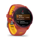 Garmin - Forerunner 170 Music - Rouge rose avec bracelet Rouge rose/Mangue-Les fonctions d'entraînement avancées vous permettent de déterminer si vous êtes prêt à courir grâce à la préparation à l'entraînement, de savoir si vos séances sont productives grâce au statut d'entraînement, et de comprendre le bénéfice principal de vos séances grâce à l'effet d'entraînement