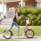 Aosom - Trottinette pour enfants et adolescents avec guidon réglable, 2 freins, panier - rose-Cadre en acier pour une structure solide et robuste, équipé d’un guidon réglable 