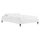 Modway - Harlow Performance Velvet Cadre de lit à plateforme King, Blanc-Velours de performance résistant aux taches