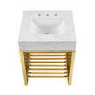 Modway - Gridiron 24" Vanette de salle de bain - Or blanc-Évier en marbre artificiel