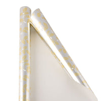 JAM PAPER - Papier cadeau de Noël - 12 pi² - Houx doré et argenté-Motif houx doré et argenté