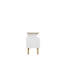 Manhattan Comfort - Meuble TV Yonkers 62,99 po style Mid-Century Modern - Blanc-Étagère supérieure flottante ouverte géométrique avec design biseauté