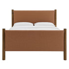 Modway - Maven Grandeur nature Cuir végétalien rembourré Lit de plateforme, Noyer Tan-Support en lattes de bois