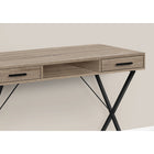 Monarch Specialties - 7796 Bureau 42 po - Taupe Fonce/Metal Noir-Ce bureau en faux bois taupe foncé dispose d'une base de métal noir au design contemporain en forme de X qui assure solidité