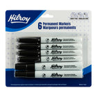 Hilroy - Marqueurs permanents, emballage varié, marqueur permanent, faible odeur, noir, 2 fines, 2 biseautées, 2 ultrafines, Lot de 6-Noir