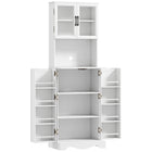 HOMCOM - Armoire de cuisine 71 po avec 8 étagères de porte - blanc-Offre un espace de rangement généreux avec deux armoires, huit étagères de porte et un plan de travail spacieux 