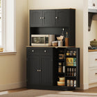 HOMCOM - Armoire de rangement 68 po avec station de charge - noir-Large plan de travail avec multiprise intégrée pour recharger les appareils 