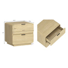 Manhattan Comfort - Table de nuit moderne contemporain Chrystie 26" à 2 tiroirs - Naturel-Bords lisses et arrondis pour un profil doux et contemporain