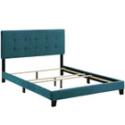 Modway - Amira Performance Velvet Lit Queen, Bleu de mer-Cadre de lit à plateforme avec tête de lit