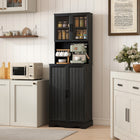 HOMCOM - Armoire de cuisine 71 po avec 8 étagères de porte - noir-Fabriqué en panneaux de particules robustes et MDF avec une finition mélaminée 
