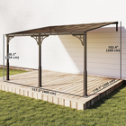 Outsunny - Tonnelle adossée 13 pi l x 10 pi L - pergola extérieure murale à toit rigide - brun-Le toit en PC de 7 mm bloque les rayons UV pour une utilisation extérieure plus sûre