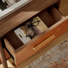 Modway - Coralie 2 tiroirs Cuir végétalien courbé Table de chevet, Noyer Tan-Stratifié à grain de bois