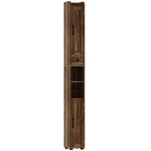 HOMCOM - Armoire de rangement de salle de bain étroite et haute 73 po - grain de bois brun-Offre à la fois des espaces de rangement fermés et ouverts avec des étagères réglables pour plus de polyvalence 