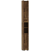 HOMCOM - Armoire de rangement de salle de bain étroite et haute 73 po - grain de bois brun-Offre à la fois des espaces de rangement fermés et ouverts avec des étagères réglables pour plus de polyvalence 