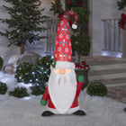 GEMMY - Tomten de Noël gonflable à motif damassé avec chapeau incurvé - 152 cm-Pour usage intérieur et extérieur