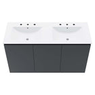 Modway - Bryn Évier double mural de 48" Vanette de salle de bain - Gris blanc-Portes à fermeture douce