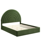 Modway - Solana Arqué Performance Velvet Lit plateforme Queen, Vert mousse-Sellerie en velours Performance résistante aux taches