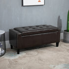 HOMCOM - Banc de rangement avec pouf à dessus rabattable - brun-Le couvercle à rabat facilite l’ouverture et le rangement des objets encombrants 
