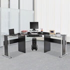 HOMCOM - Bureau d'ordinateur d'angle forme l support à clavier coulissant - 68,9 po L x 68,9 po l x 33,5 po H - noir-La conception en forme de L avec des bureaux symétriques permet de gagner de la place