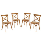 Modway - Gear Fauteuil d’appoint de salle à manger Ensemble de 4 - Noyer-Jambes effilées